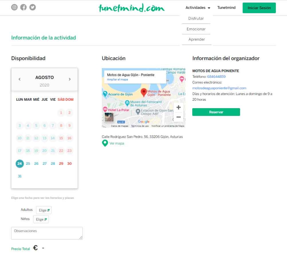 PLATAFORMA ONLINE DE RESERVA DE ACTIVIDADES DE TURISMO AVENTURA